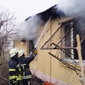 В Запорожской области огонь охватил дом площадью 120 квадратных метров: для тушения спасатели подвозили воду. Фото - reporter-ua.com - Запорожская обл. - Гсчс