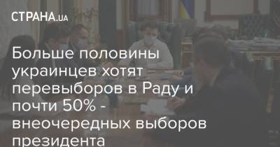 Больше половины украинцев хотят перевыборов в Раду и почти 50% - внеочередных выборов президента - strana.ua