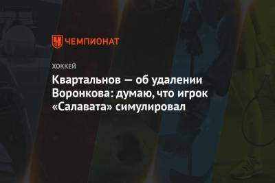 Дмитрий Квартальнов - Квартальнов — об удалении Воронкова: думаю, что игрок «Салавата» симулировал - championat.com