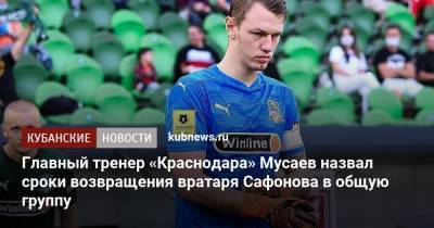 Мурад Мусаев - Матвей Сафонов - Главный тренер «Краснодара» Мусаев назвал сроки возвращения вратаря Сафонова в общую группу - kubnews.ru - Краснодар