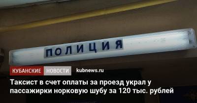 Таксист в счет оплаты за проезд украл у пассажирки норковую шубу за 120 тыс. рублей - kubnews.ru - Сочи - Краснодар
