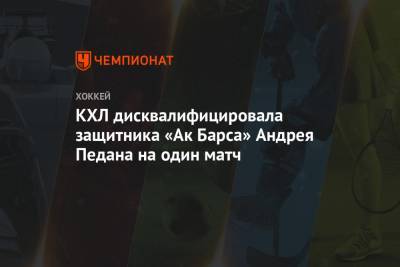 Андрей Педан - КХЛ дисквалифицировала защитника «Ак Барса» Андрея Педана на один матч - championat.com