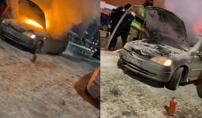 В Тюмени около ТЦ Кристалл пожарные тушили автомобиль - nashgorod.ru - Тюмень