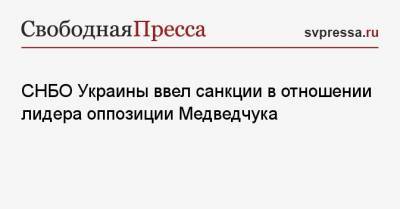 Виктор Медведчук - Арсен Аваков - Оксана Марченко - СНБО Украины ввел санкции в отношении лидера оппозиции Медведчука - svpressa.ru - Москва - Киев
