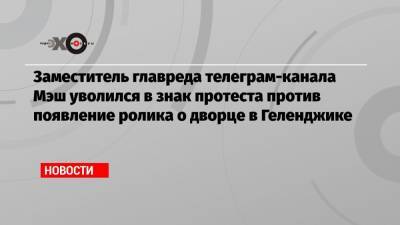 Алексей Навальный - Иван Голунов - Заместитель главреда телеграм-канала Мэш уволился в знак протеста против появление ролика о дворце в Геленджике - echo.msk.ru - Белоруссия - Геленджик