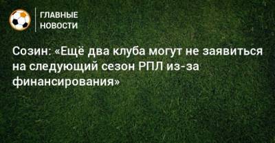 Андрей Созин - Созин: «Ещe два клуба могут не заявиться на следующий сезон РПЛ из-за финансирования» - bombardir.ru