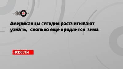 Американцы сегодня рассчитывают узнать, сколько еще продлится зима - echo.msk.ru - США - шт.Пенсильвания