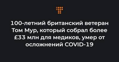 Томас Мур - 100-летний британский ветеран Том Мур, который собрал более £33 млн для медиков, умер от осложнений COVID-19 - hromadske.ua