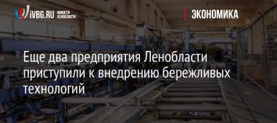 Еще два предприятия Ленобласти приступили к внедрению бережливых технологий - ivbg.ru - Ленинградская обл.