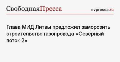 Глава МИД Литвы предложил заморозить строительство газопровода «Северный поток-2» - svpressa.ru - Литва