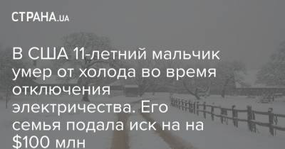В США 11-летний мальчик умер от холода во время отключения электричества. Его семья подала иск на на $100 млн - strana.ua - США - Техас