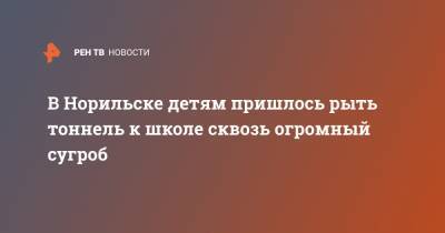 В Норильске детям пришлось рыть тоннель к школе сквозь огромный сугроб - ren.tv - Красноярский край - Норильск
