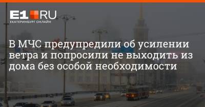 Артем Устюжанин - В МЧС предупредили об усилении ветра и попросили не выходить из дома без особой необходимости - e1.ru - Свердловская обл.