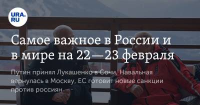 Владимир Путин - Александр Лукашенко - Юлия Навальная - Самое важное в России и в мире на 22—23 февраля. Путин принял Лукашенко в Сочи, Навальная вернулась в Москву, ЕС готовит новые санкции против россиян - ura.news - Москва - Сочи - Белоруссия