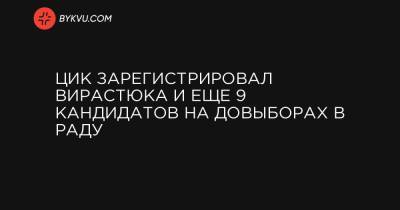 Василий Вирастюк - ЦИК зарегистрировал Вирастюка и еще 9 кандидатов на довыборах в Раду - bykvu.com - Ивано-Франковская обл. - Донецкая обл.