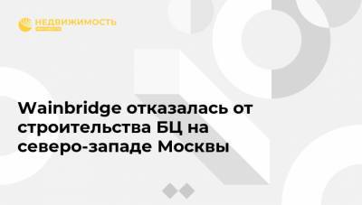 Wainbridge отказалась от строительства БЦ на северо-западе Москвы - realty.ria.ru - Москва - Лондон - Париж - Нью-Йорк - Строительство