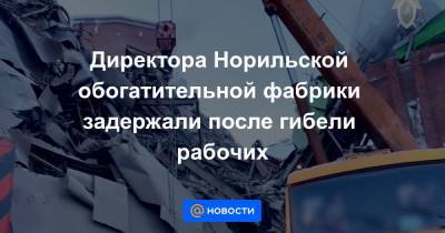 Директора Норильской обогатительной фабрики задержали после гибели рабочих - news.mail.ru - Москва