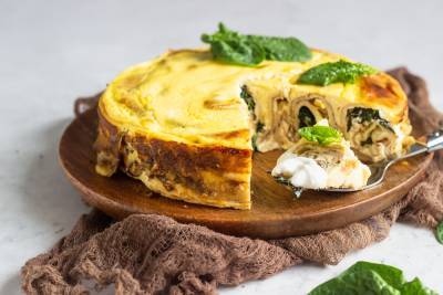 Блинная запеканка со шпинатом, курицей и сливочным сыром - ivona.bigmir.net