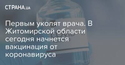 Виктор Ляшко - Первым уколят врача. В Житомирской области сегодня начнется вакцинация от коронавируса - strana.ua - Житомирская обл.