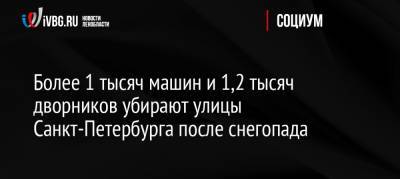 Более 1 тысяч машин и 1,2 тысяч дворников убирают улицы Санкт-Петербурга после снегопада - ivbg.ru - Россия - Ленинградская обл. - Санкт-Петербург
