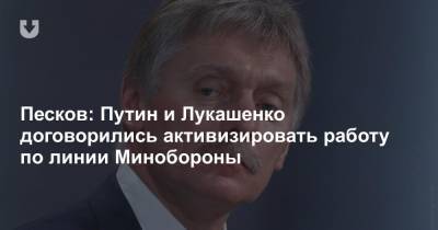 Владимир Путин - Александр Лукашенко - Песков: Путин и Лукашенко договорились активизировать работу по линии Минобороны - news.tut.by - Белоруссия