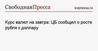 Курс валют на завтра: ЦБ сообщил о росте рубля к доллару - svpressa.ru - США