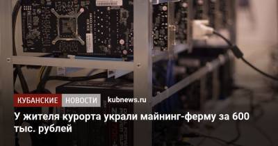 У жителя курорта украли майнинг-ферму за 600 тыс. рублей - kubnews.ru - Краснодарский край - Ульяновск - респ. Марий Эл - Геленджик