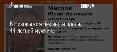 Элизабет Алерт - В Никольском без вести пропал 44-летний мужчина - ivbg.ru - Ленобласть