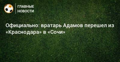 Денис Адамов - Официально: вратарь Адамов перешел из «Краснодара» в «Сочи» - bombardir.ru - Сочи - Краснодар