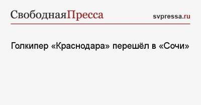 Денис Адамов - Голкипер «Краснодара» перешёл в «Сочи» - svpressa.ru - Сочи - Краснодар - Турция