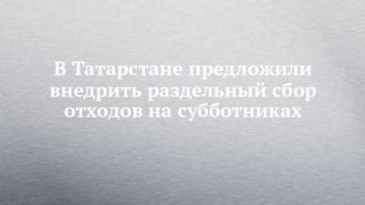 В Татарстане предложили внедрить раздельный сбор отходов на субботниках - chelny-izvest.ru - респ. Татарстан