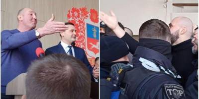 В горсовете Черкасс полиции пришлось защищать депутата ОПЗЖ, устроившего языковую провокацию — видео - nv.ua - Черкассы