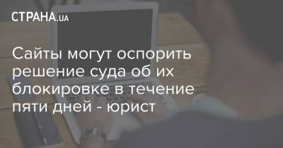 Сайты могут оспорить решение суда об их блокировке в течение пяти дней - юрист - strana.ua - Киев