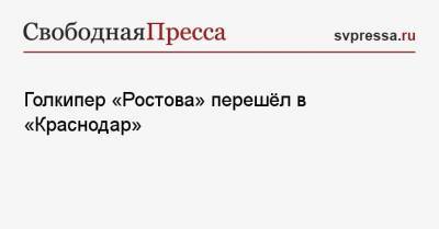 Егор Бабурин - Голкипер «Ростова» перешёл в «Краснодар» - svpressa.ru - Сочи - Краснодар