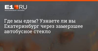 Артем Устюжанин - Где мы едем? Узнаете ли вы Екатеринбург через замерзшее автобусное стекло - e1.ru - Екатеринбург