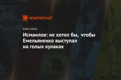 Магомед Исмаилов - Александр Емельяненко - Исмаилов: не хотел бы, чтобы Емельяненко выступал на голых кулаках - championat.com