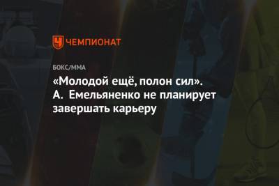 Александр Емельяненко - «Молодой ещё, полон сил». А. Емельяненко не планирует завершать карьеру - championat.com
