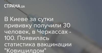 В Киеве за сутки прививку получили 30 человек, в Черкассах - 100. Появилась статистика вакцинации "Ковишилдом" - strana.ua - Киев - Николаевская обл. - Черкасская обл. - Черкассы