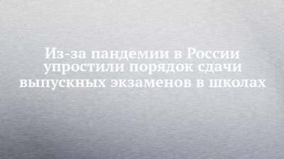 Из-за пандемии в России упростили порядок сдачи выпускных экзаменов в школах - chelny-izvest.ru