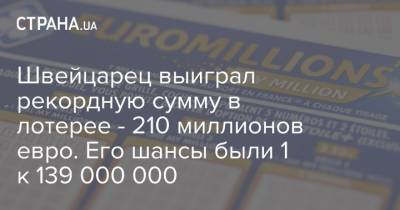 Mega Millions - Швейцарец выиграл рекордную сумму в лотерее - 210 миллионов евро. Его шансы были 1 к 139 000 000 - strana.ua - Англия - Испания - Португалия - шт. Мичиган