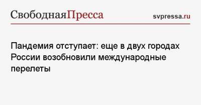 Пандемия отступает: еще в двух городах России возобновили международные перелеты - svpressa.ru - Москва - Санкт-Петербург - Екатеринбург - Нижний Новгород - Махачкала - Пермь - Минеральные Воды - Астрахань - Иркутск - Монголия - Хабаровск - Петропавловск-Камчатский - Кемерово - республика Карелия