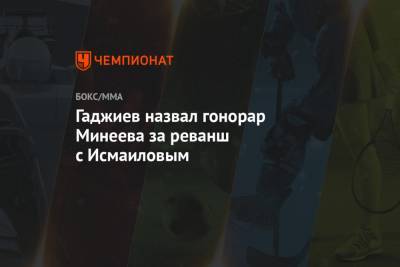 Магомед Исмаилов - Владимир Минеев - Камил Гаджиев - Гаджиев назвал гонорар Минеева за реванш с Исмаиловым - championat.com