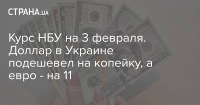 Курс НБУ на 3 февраля. Доллар в Украине подешевел на копейку, а евро - на 11 - strana.ua