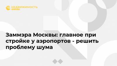 Андрей Бочкарев - Заммэра Москвы: главное при стройке у аэропортов - решить проблему шума - realty.ria.ru - Москва