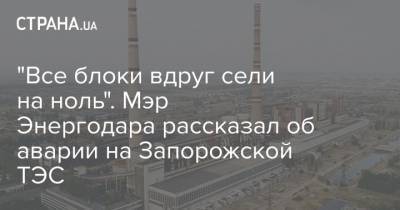 Дмитрий Орлов - "Все блоки вдруг сели на ноль". Мэр Энергодара рассказал об аварии на Запорожской ТЭС - strana.ua - Энергодар