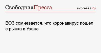 Владимир Дедков - ВОЗ сомневается, что коронавирус пошел с рынка в Ухане - svpressa.ru - Ухань