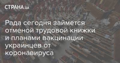 Рада сегодня займется отменой трудовой книжки и планами вакцинации украинцев от коронавируса - strana.ua - Парламент
