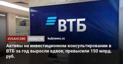 Активы на инвестиционном консультировании в ВТБ за год выросли вдвое, превысили 150 млрд. руб. - kubnews.ru