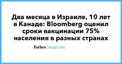 Два месяца в Израиле, 10 лет в Канаде: Bloomberg оценил сроки вакцинации 75% населения в разных странах - forbes.ru - США - Англия - Канада