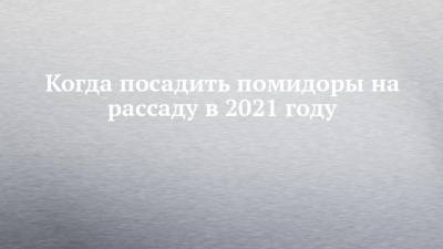 Когда посадить помидоры на рассаду в 2021 году - chelny-izvest.ru